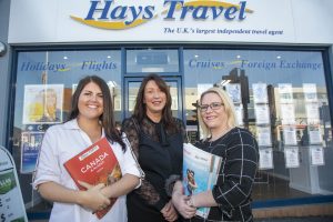 Pictured centre is Retail Sales Director for Hays Travel North West Lindsey Barber with Toni Smith (left) and Simone Murphy – the new Hays Travel North West regional managers.